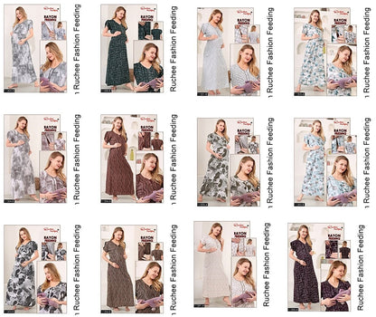 Maternity Rayon Ruchee Fashion Feeding Night Gown Wholesale Price