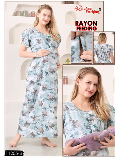 Maternity Rayon Ruchee Fashion Feeding Night Gown Wholesale Price