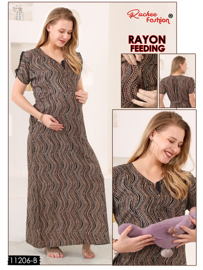 Maternity Rayon Ruchee Fashion Feeding Night Gown Wholesale Price