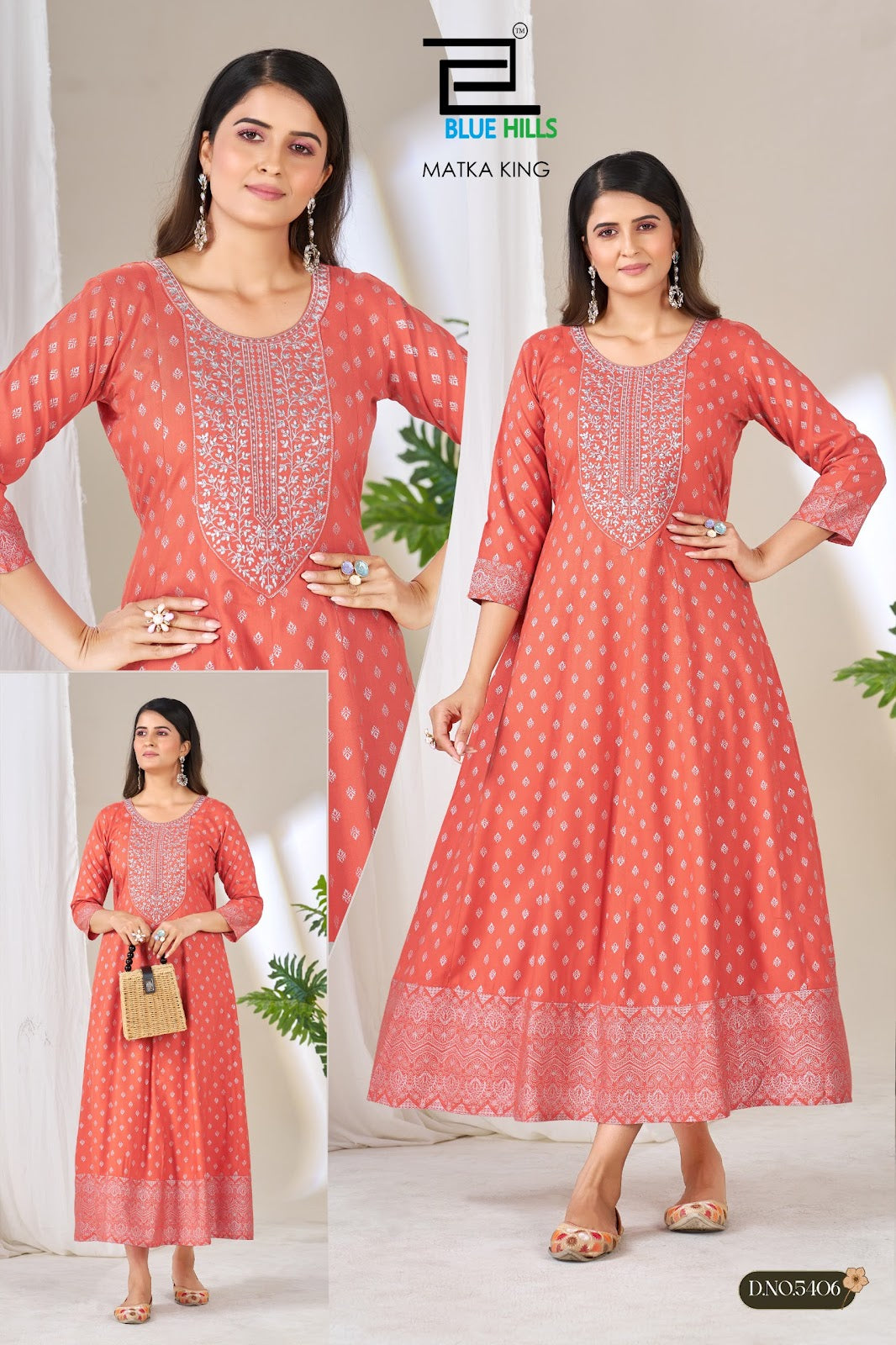 Matka King Blue Hills Rayon 14Kg Anarkali Kurtis Wholesale Rate