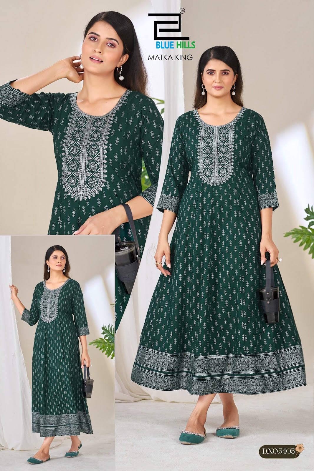 Matka King Blue Hills Rayon 14Kg Anarkali Kurtis Wholesale Rate