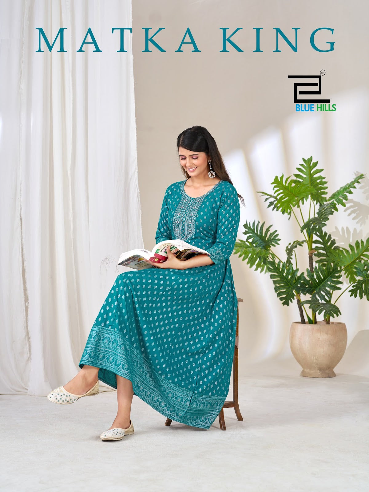 Matka King Blue Hills Rayon 14Kg Anarkali Kurtis Wholesale Rate