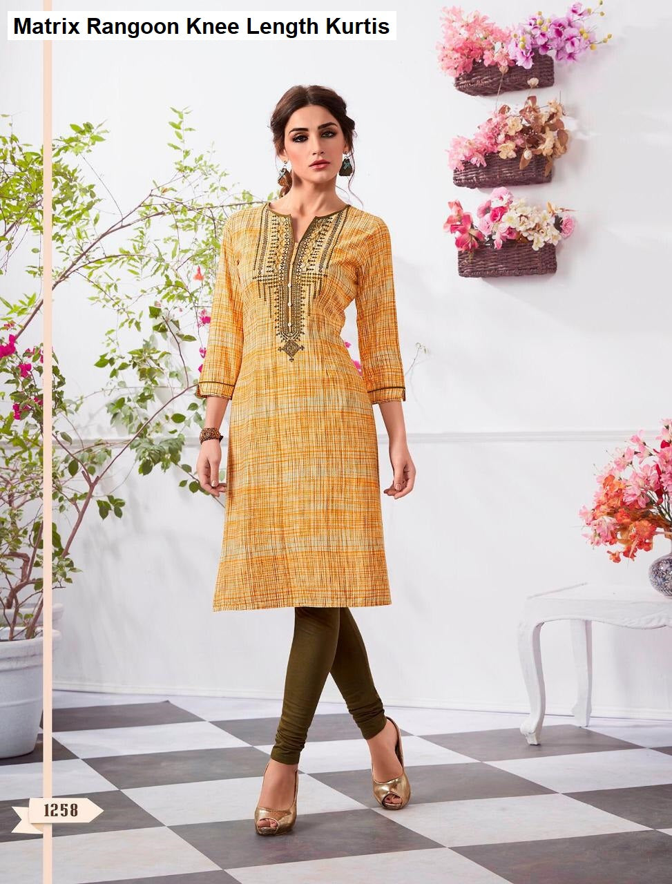 Matrix Rangoon Rayon Knee Length Kurtis Exporter Ahmedabad