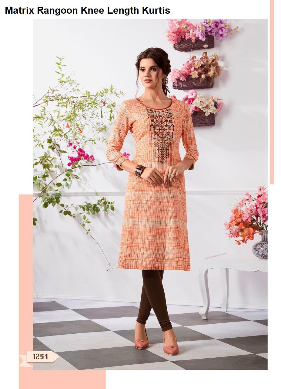 Matrix Rangoon Rayon Knee Length Kurtis Exporter Ahmedabad