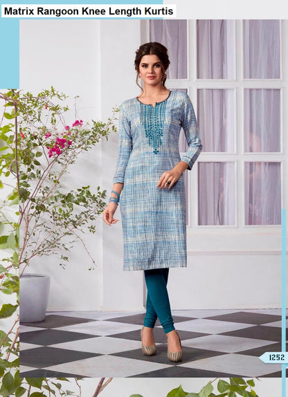 Matrix Rangoon Rayon Knee Length Kurtis Exporter Ahmedabad