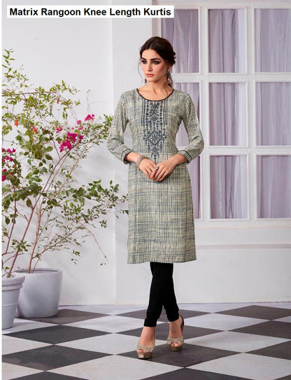 Matrix Rangoon Rayon Knee Length Kurtis Exporter Ahmedabad