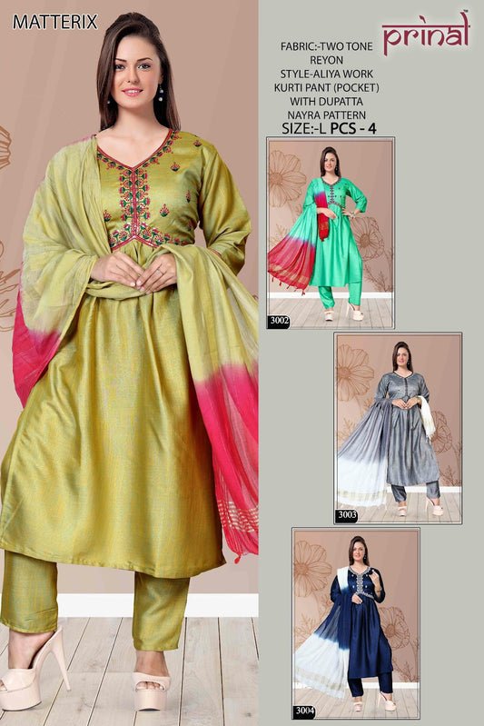 Matterix Prinal Two Tone Rayon Readymade Pant Style Suits Wholesale Price