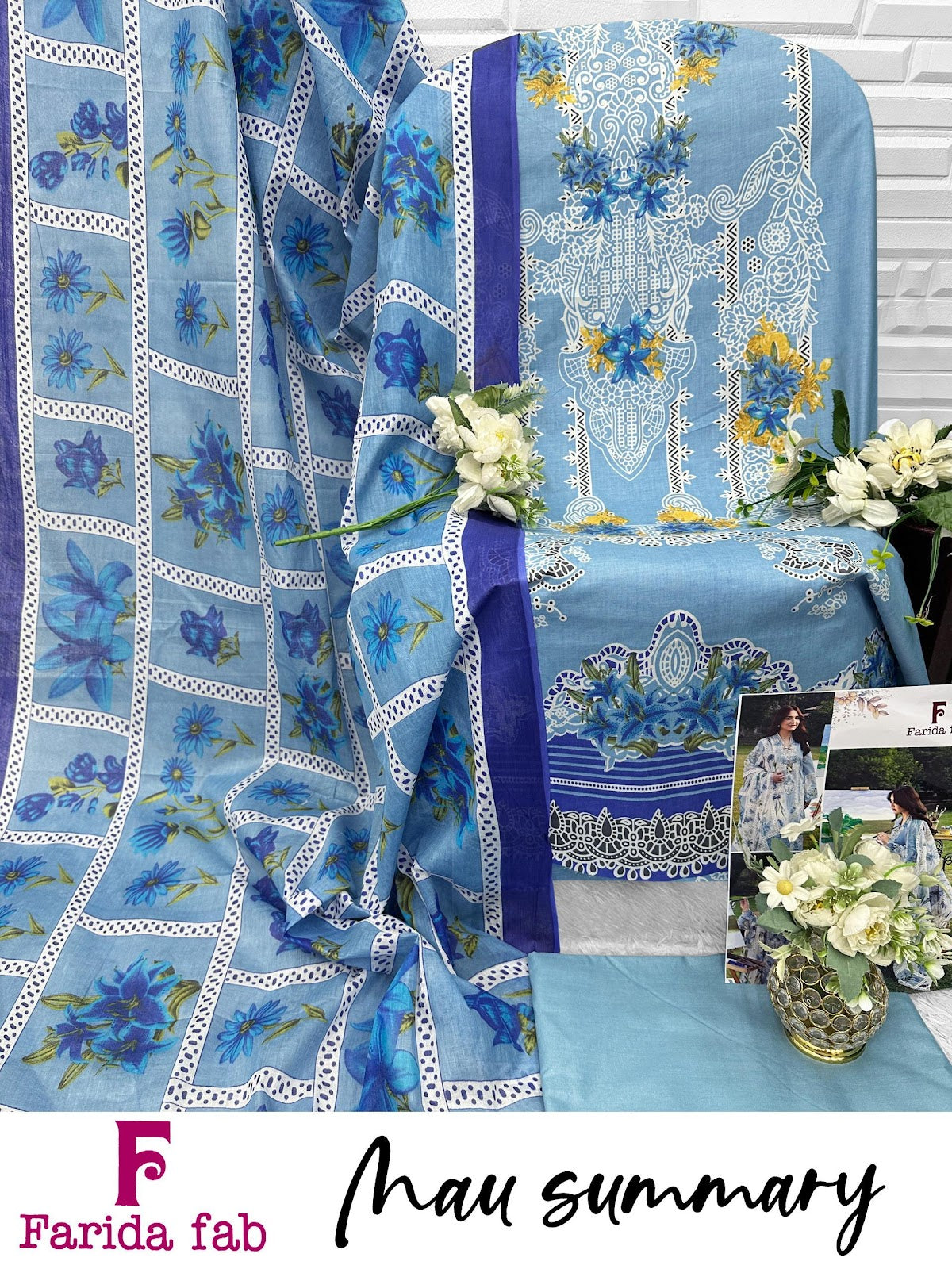 Mau Summary Farida Fab Lawn Cotton Karachi Salwar Suits Wholesaler Ahmedabad
