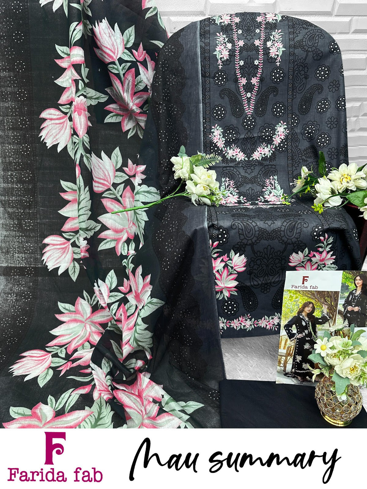 Mau Summary Farida Fab Lawn Cotton Karachi Salwar Suits Wholesaler Ahmedabad