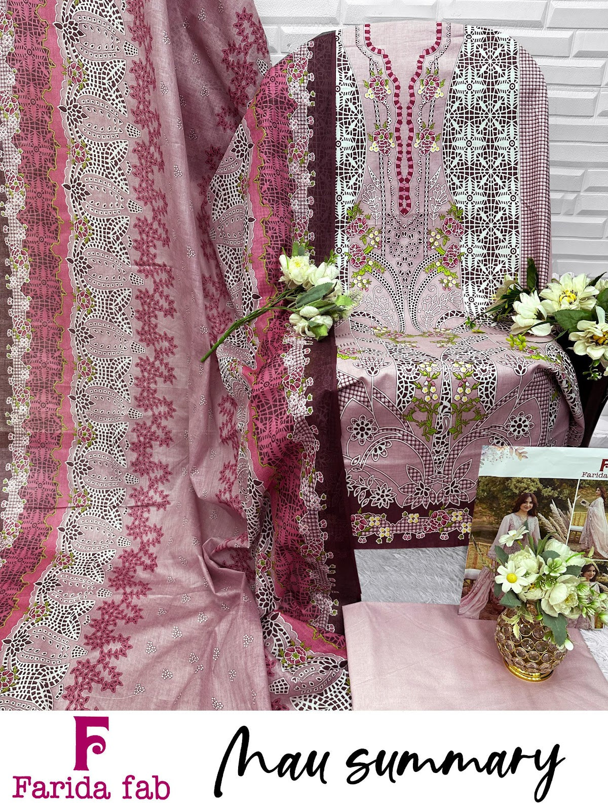 Mau Summary Farida Fab Lawn Cotton Karachi Salwar Suits Wholesaler Ahmedabad