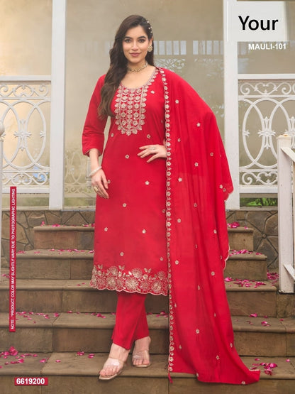 Mauli Your Roman Silk Readymade Pant Style Suits Wholesale Price
