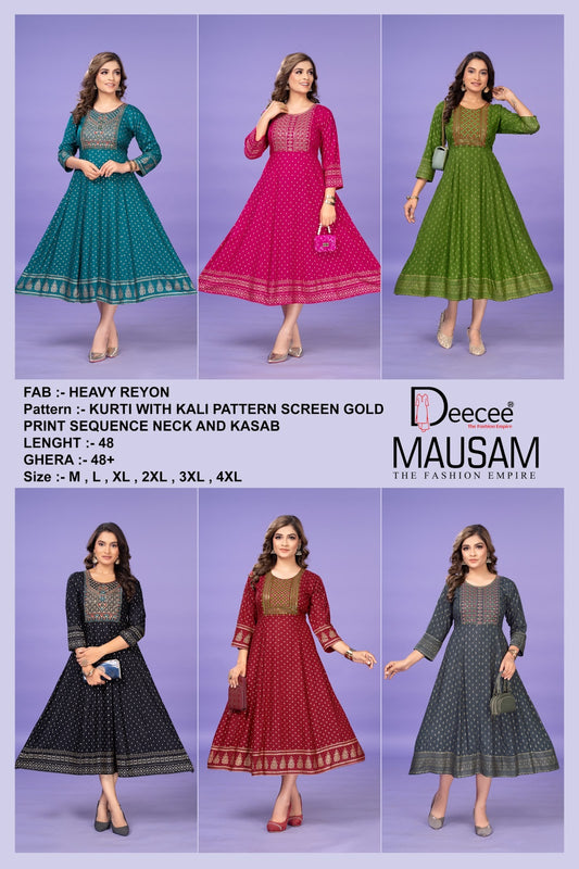 Mausam Deecee Rayon 14Kg Anarkali Kurtis Supplier Ahmedabad