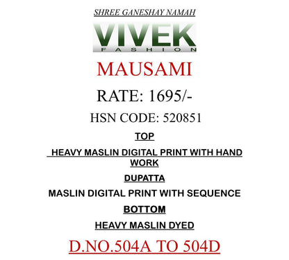 Mausami Vivek Muslin Pant Style Suits Manufacturer