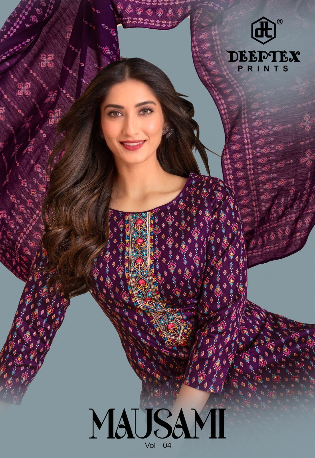 Mausami Vol 4 Deeptex Prints Jam Satin Pant Style Suits Wholesale Price