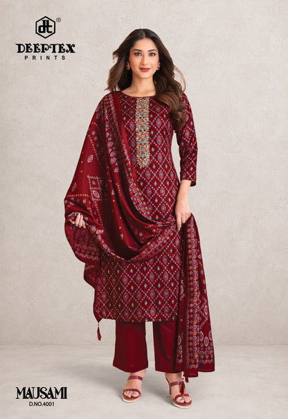 Mausami Vol 4 Deeptex Prints Jam Satin Pant Style Suits Wholesale Price