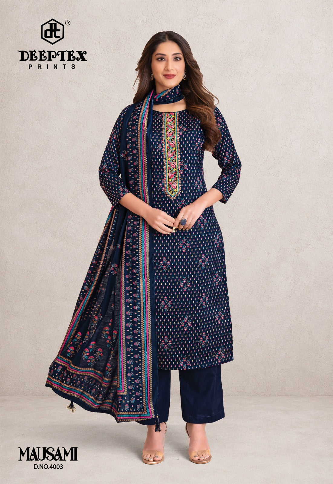 Mausami Vol 4 Deeptex Prints Jam Satin Pant Style Suits Wholesale Price