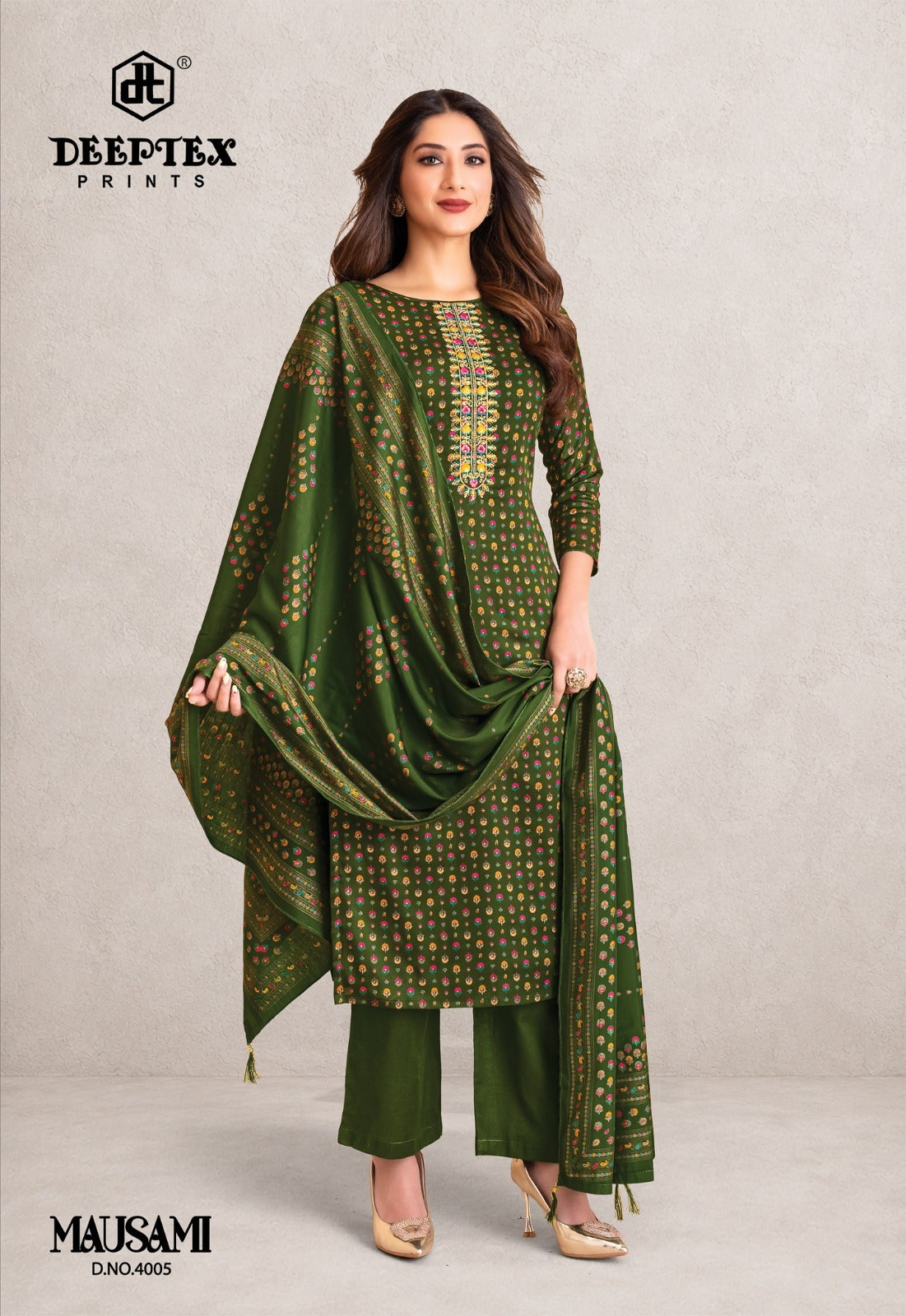 Mausami Vol 4 Deeptex Prints Jam Satin Pant Style Suits Wholesale Price