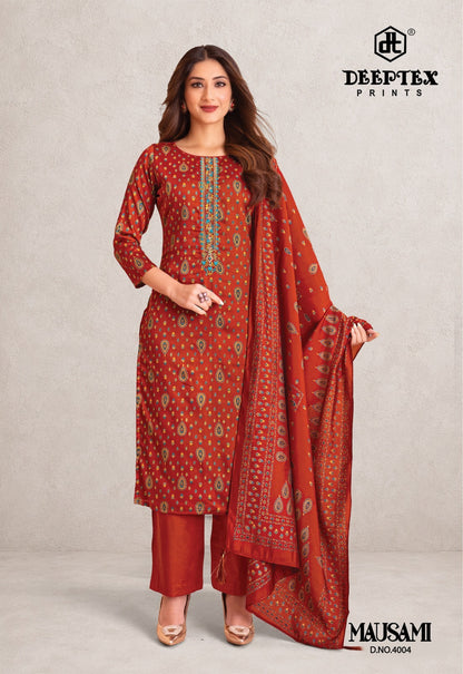 Mausami Vol 4 Deeptex Prints Jam Satin Pant Style Suits Wholesale Price