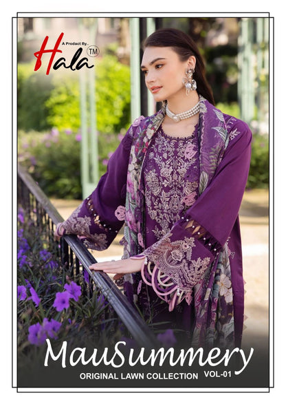 Mausummery Vol 1 Hala Lawn Cotton Karachi Salwar Suits Wholesaler India