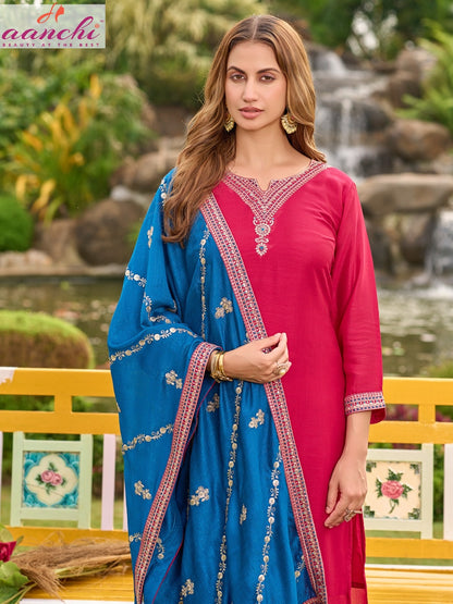 Maverick Aanchi Vichitra Silk Readymade Pant Style Suits Supplier Ahmedabad