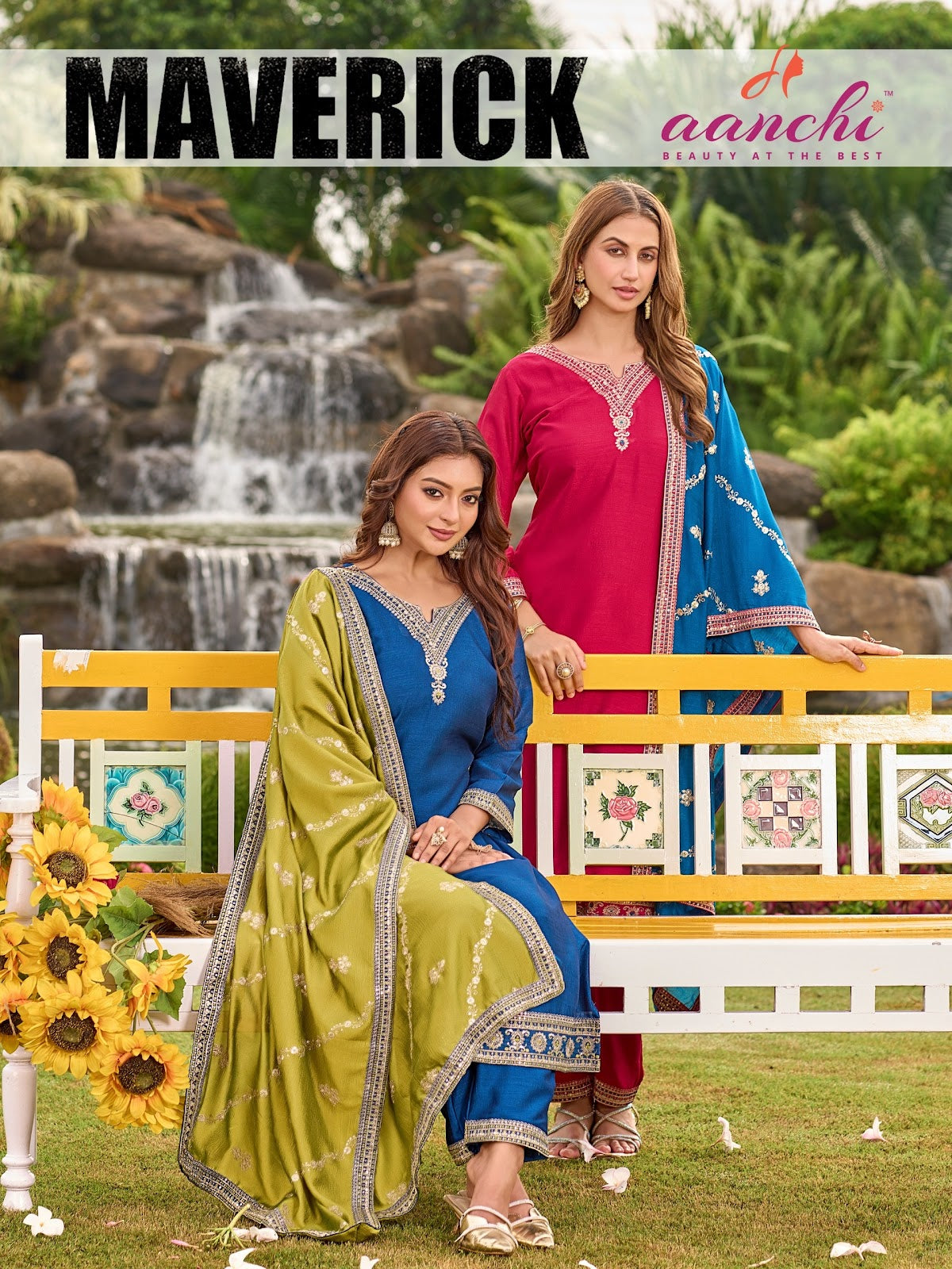 Maverick Aanchi Vichitra Silk Readymade Pant Style Suits Supplier Ahmedabad