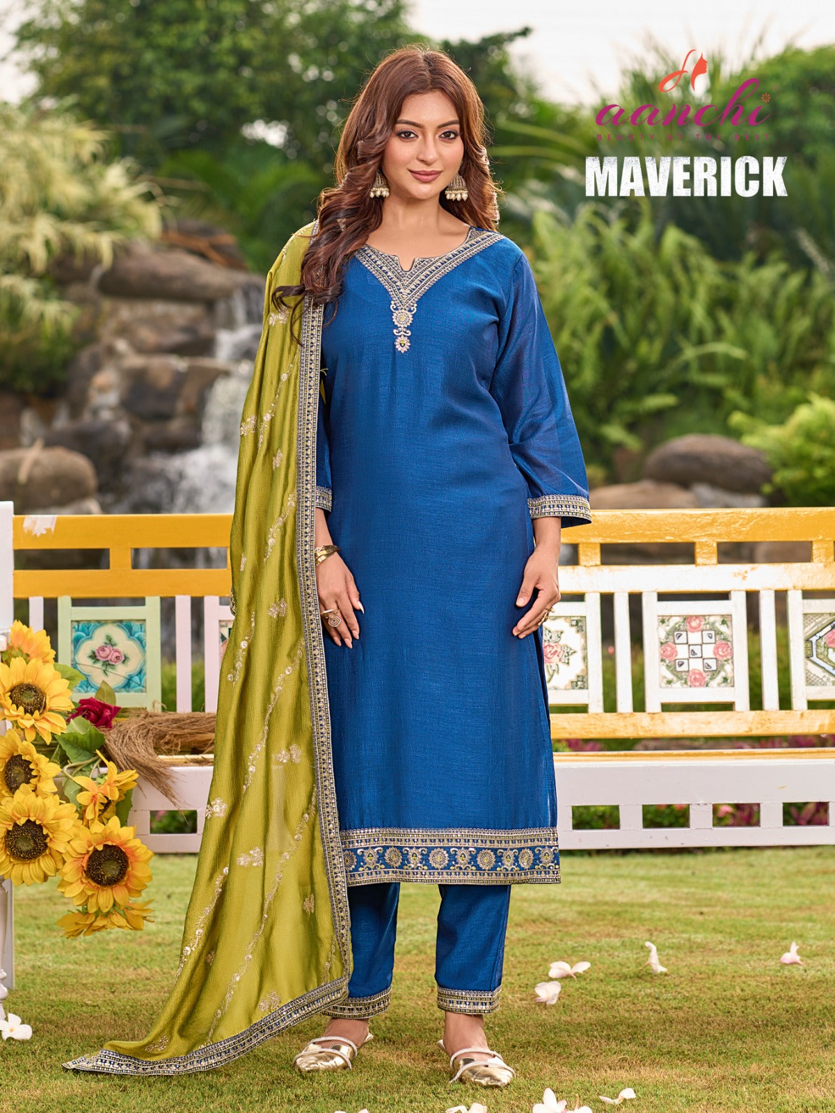 Maverick Aanchi Vichitra Silk Readymade Pant Style Suits Supplier Ahmedabad