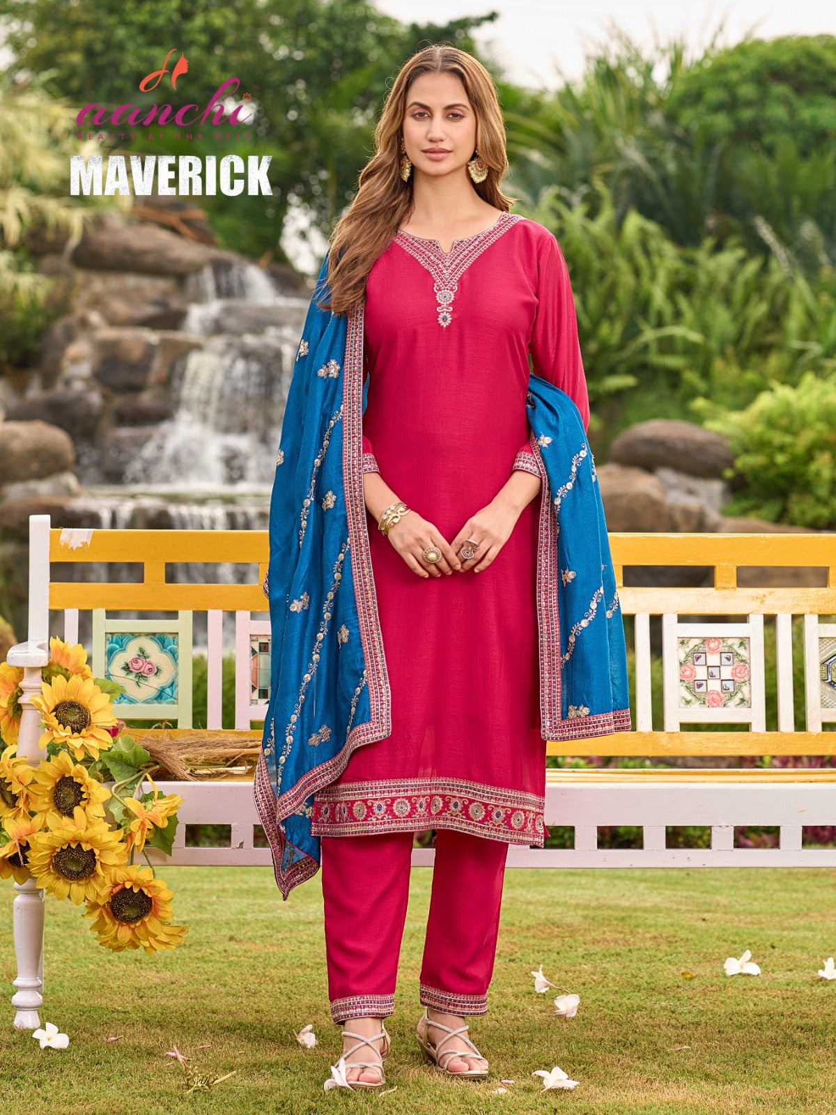 Maverick Aanchi Vichitra Silk Readymade Pant Style Suits Supplier Ahmedabad