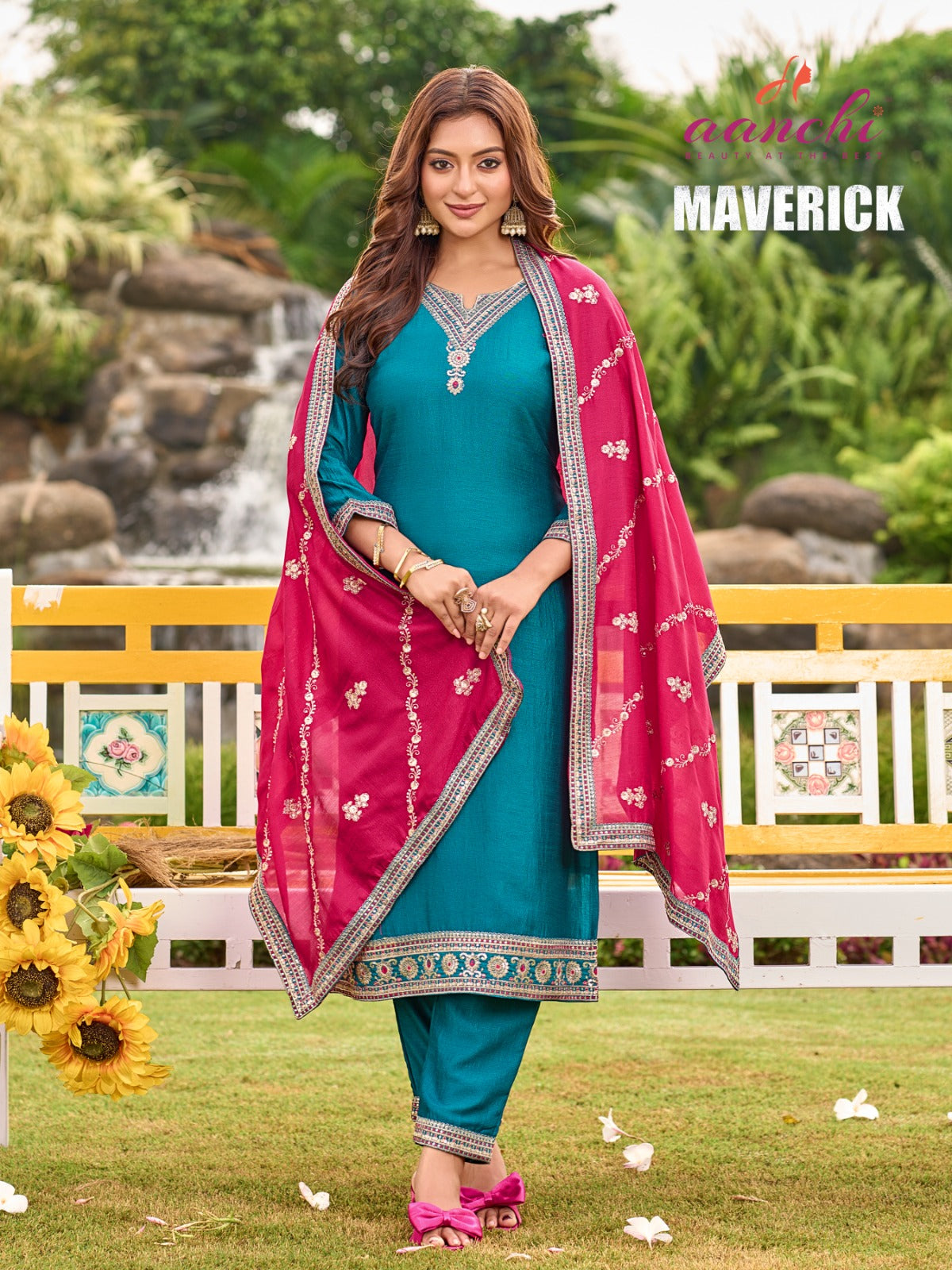 Maverick Aanchi Vichitra Silk Readymade Pant Style Suits Supplier Ahmedabad