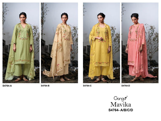 Mavika S4764 Ganga Cotton Plazzo Style Suits Supplier Gujarat