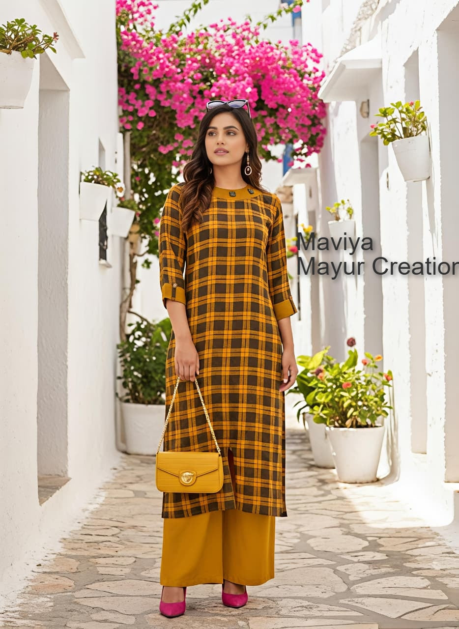 Maviya Mayur Creation Reyon Long Straight Kurti Wholesale Price
