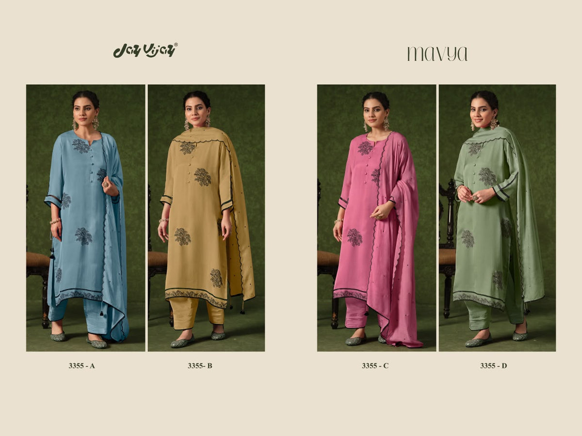 Mavya 3355 Jay Vijay Organza Pant Style Suits Exporter Ahmedabad
