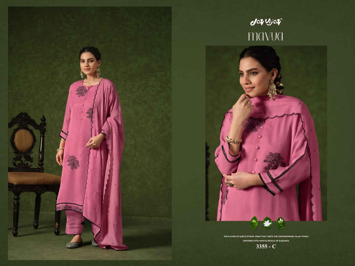 Mavya 3355 Jay Vijay Organza Pant Style Suits Exporter Ahmedabad