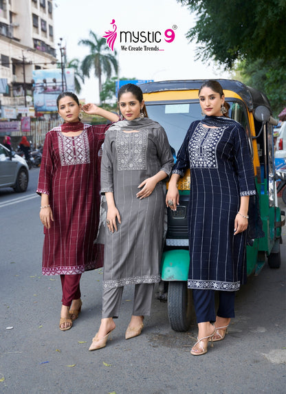 Maya Mystic 9 Dobby Readymade Pant Style Suits Wholesale Price