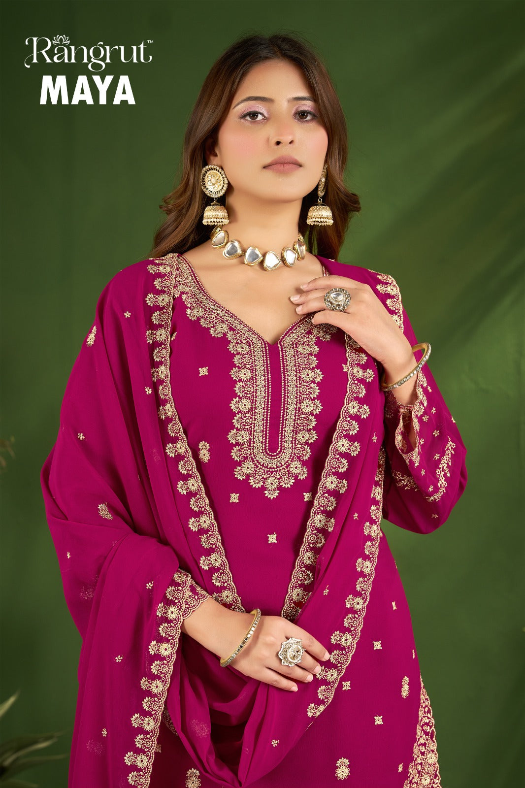 Maya Rangrut Banwery Georgette Readymade Plazzo Style Suits Wholesaler