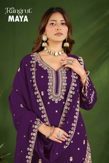 Maya Rangrut Banwery Georgette Readymade Plazzo Style Suits Wholesaler