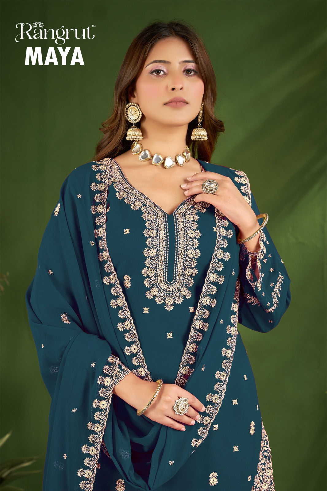 Maya Rangrut Banwery Georgette Readymade Plazzo Style Suits Wholesaler