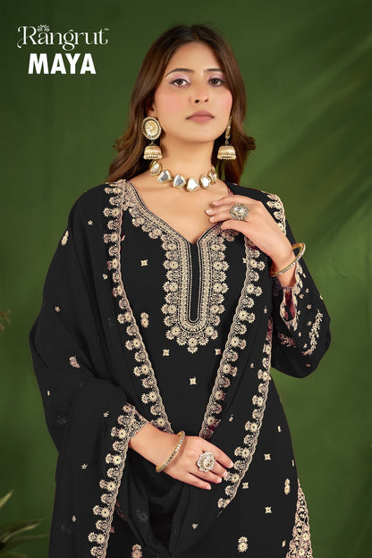 Maya Rangrut Banwery Georgette Readymade Plazzo Style Suits Wholesaler