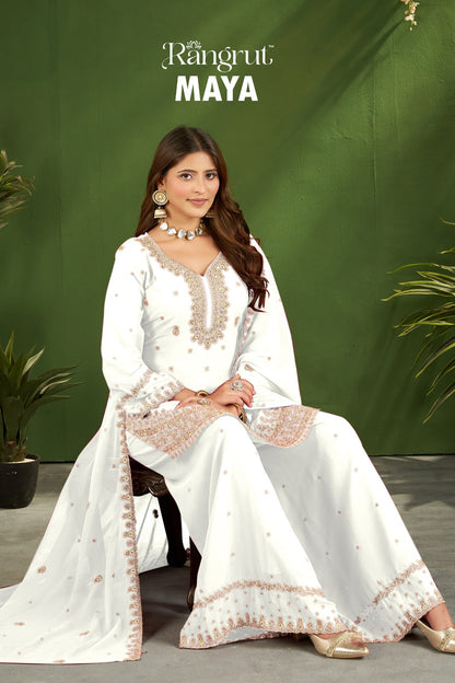 Maya Rangrut Banwery Georgette Readymade Plazzo Style Suits Wholesaler