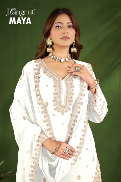 Maya Rangrut Banwery Georgette Readymade Plazzo Style Suits Wholesaler