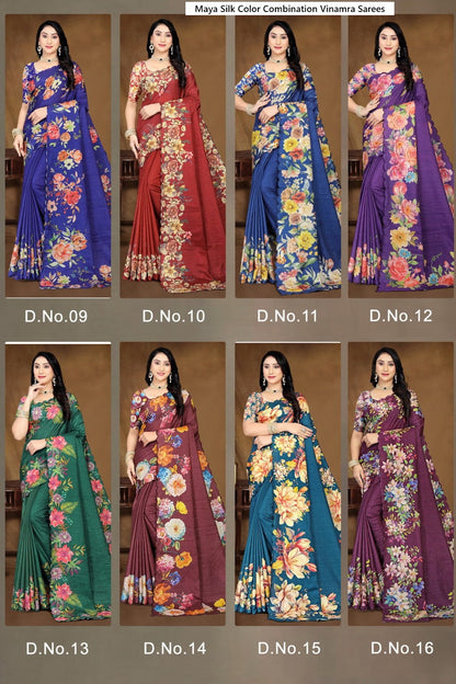 Maya Silk Color Combination Vinamra Cotton Silk Sarees Wholesale Price