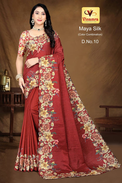Maya Silk Color Combination Vinamra Cotton Silk Sarees Wholesale Price