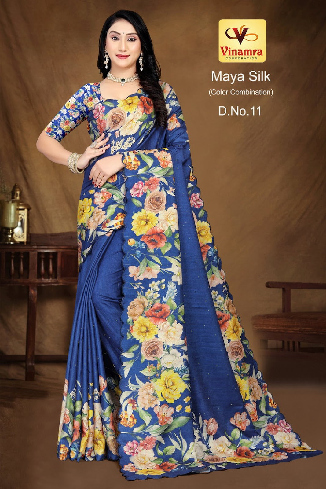 Maya Silk Color Combination Vinamra Cotton Silk Sarees Wholesale Price