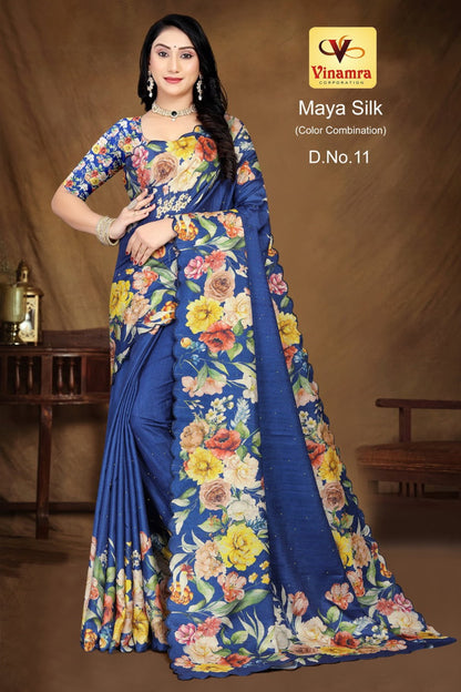 Maya Silk Color Combination Vinamra Cotton Silk Sarees Wholesale Price