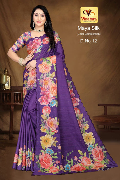 Maya Silk Color Combination Vinamra Cotton Silk Sarees Wholesale Price