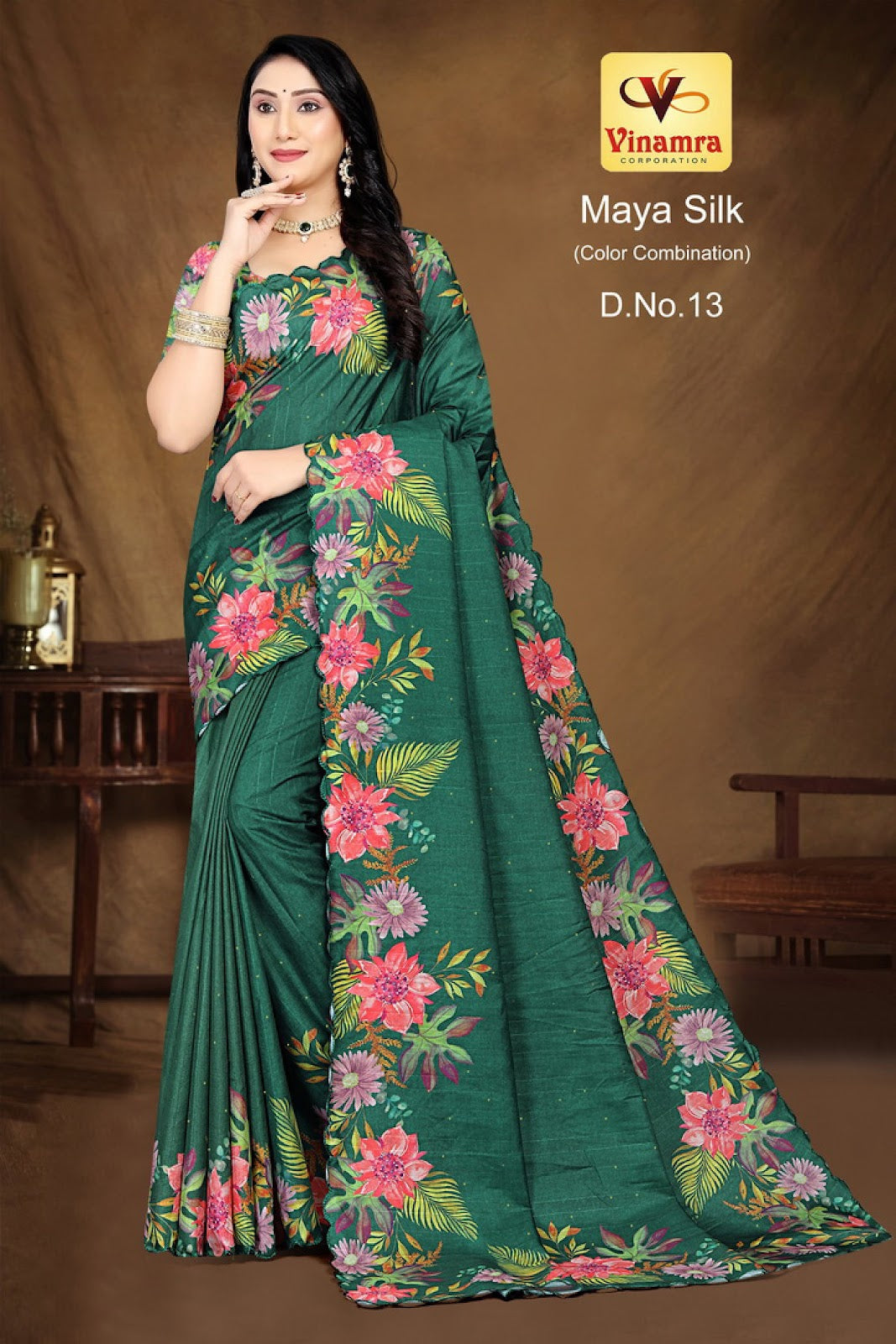 Maya Silk Color Combination Vinamra Cotton Silk Sarees Wholesale Price
