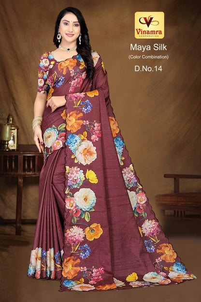 Maya Silk Color Combination Vinamra Cotton Silk Sarees Wholesale Price