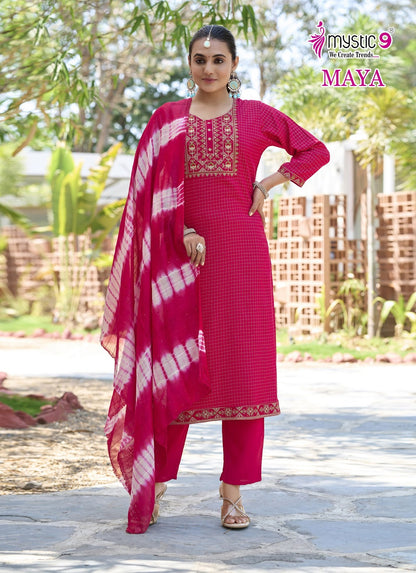 Maya Vol 2 Mystic 9 Rayon Readymade Pant Style Suits Supplier Gujarat