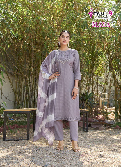 Maya Vol 2 Mystic 9 Rayon Readymade Pant Style Suits Supplier Gujarat