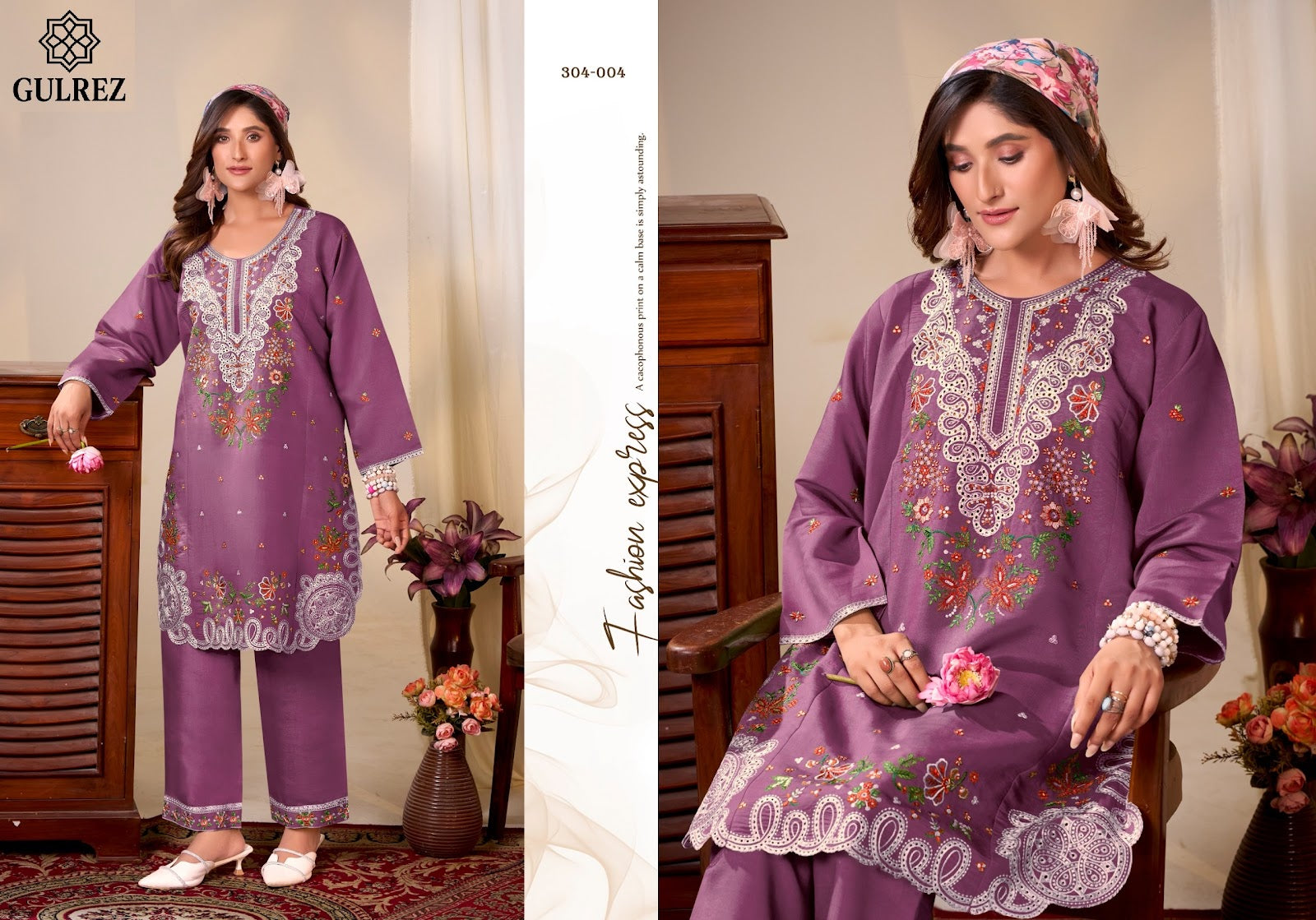 Mayesha Karachi Gulrez Roman Silk Co Ord Set Wholesale Price