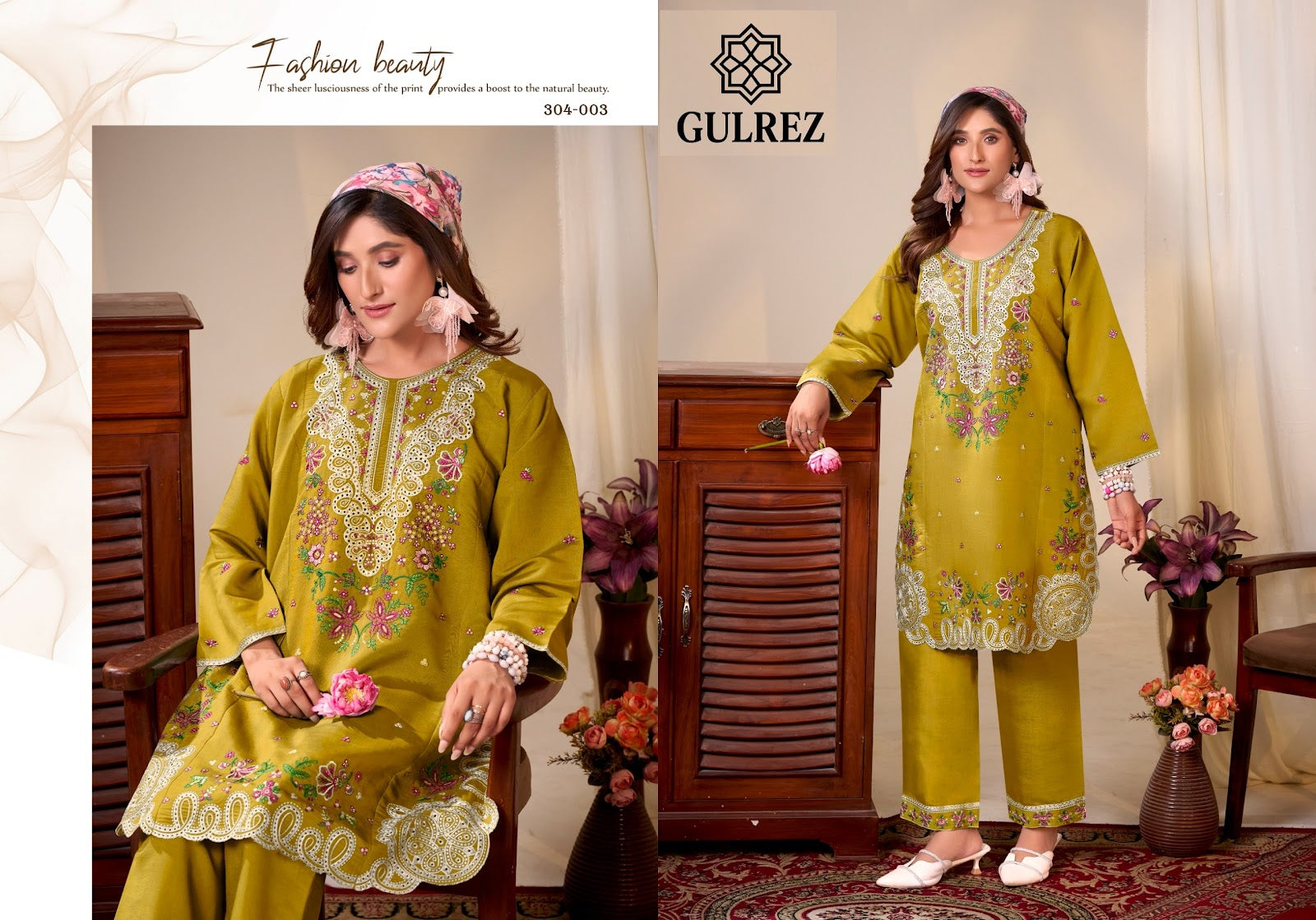 Mayesha Karachi Gulrez Roman Silk Co Ord Set Wholesale Price